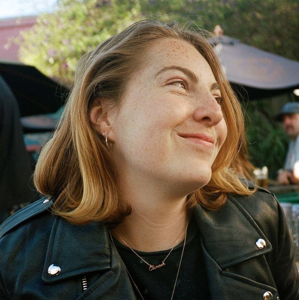 A picture of Sabrina taken at a beer garden in sf